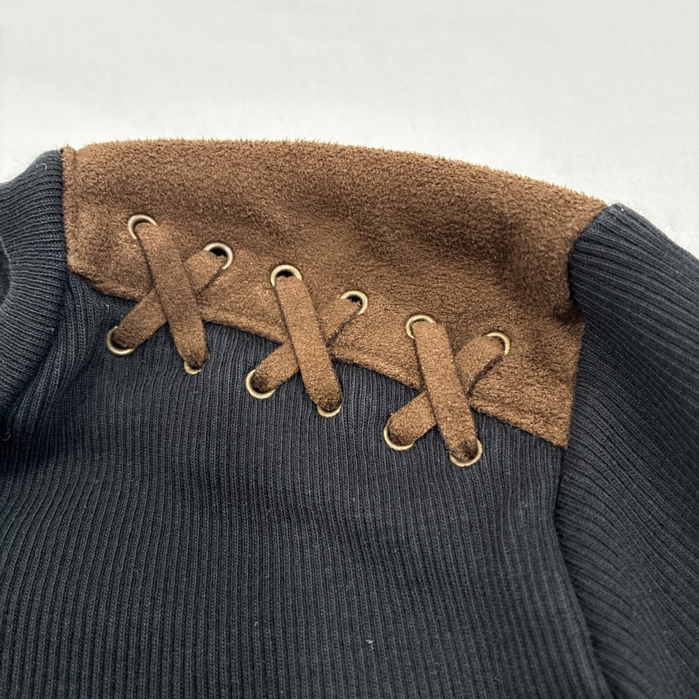 Lauren Ralph Lauren Women's "Suede" Trim Black Top Size Petite L Equestrian Barn - Picture 5 of 13